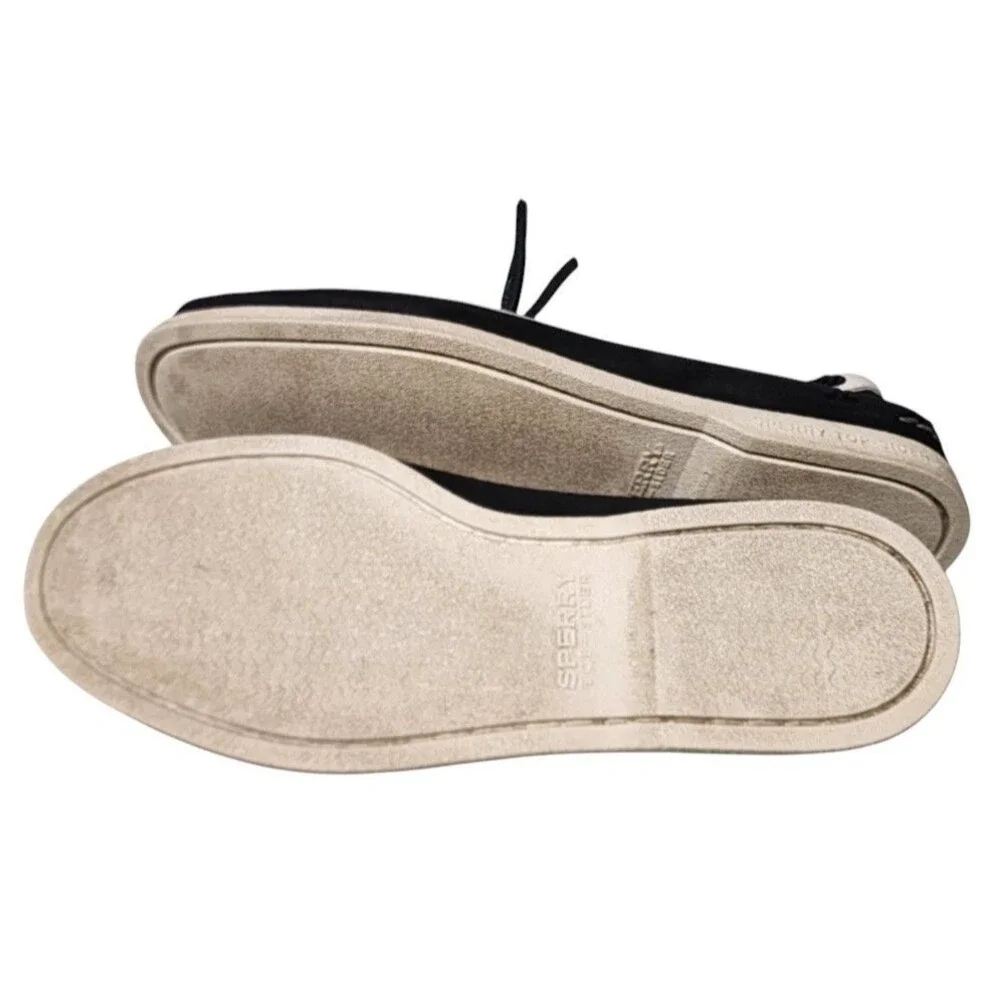 Sperry Topsider Boat Shoes Leather Size 9 Mens Black and White